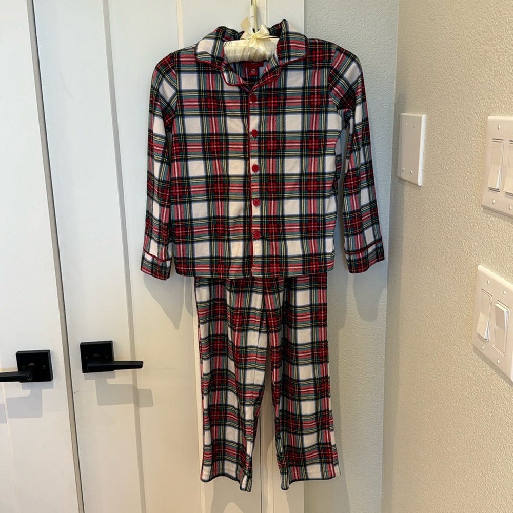 Boys Tartan Plaid Collared Button Down Pajama Set